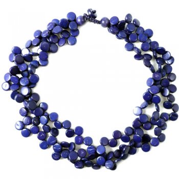 3 Strand Cascade Necklace - Navy