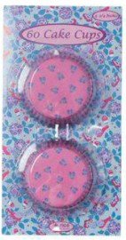 60 Cup Cake Cases - pink & purple berry print