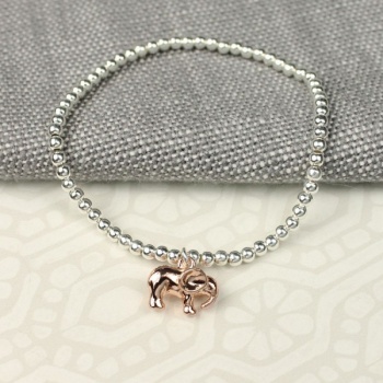 Pom silver plated bracelet with elephant charm