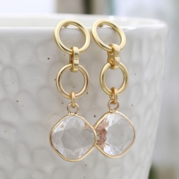 Gold Plated Crystal Drop Earrings