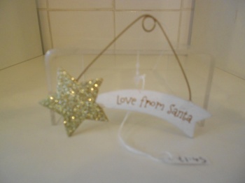 Love From Santa glitter star hanging decoration