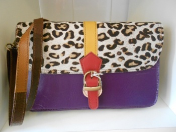 Leather And Animal Print Satchel Bag
