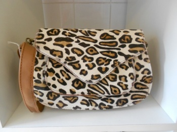 Leather And Animal Print Saddle Style Bag