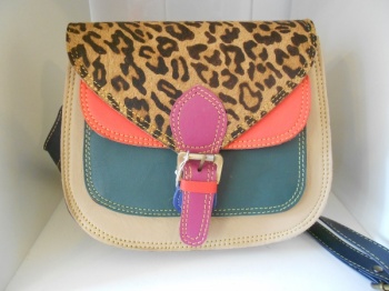 Leather Animal print Saddle Bag