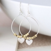 Silver Plated Drop Earrings With Heart