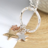 Silver Plated Necklace with Hanging Stars