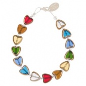 Multi Coloured Crystal Heart Bracelet