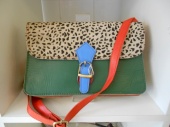 Leather  And Animal Print Satchel Bag