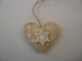 Wooden Heart with Snowflake Tree Decoration