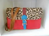 Leather And Animal Print Satchel Bag