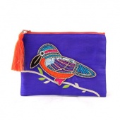 Purple purse with embellished Kingfisher
